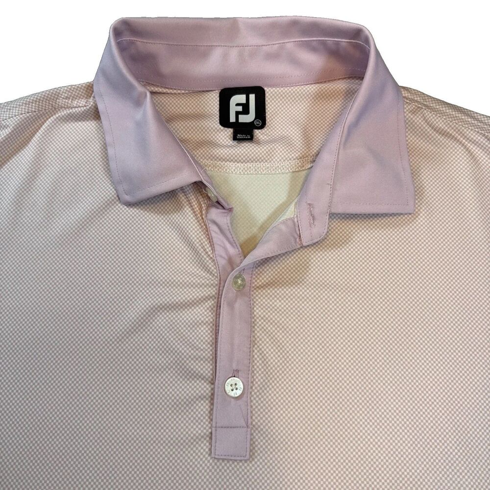 FootJoy Mens Golf Polo Shirt Size 2XL Check Print Pink Preppy w Logo XXL